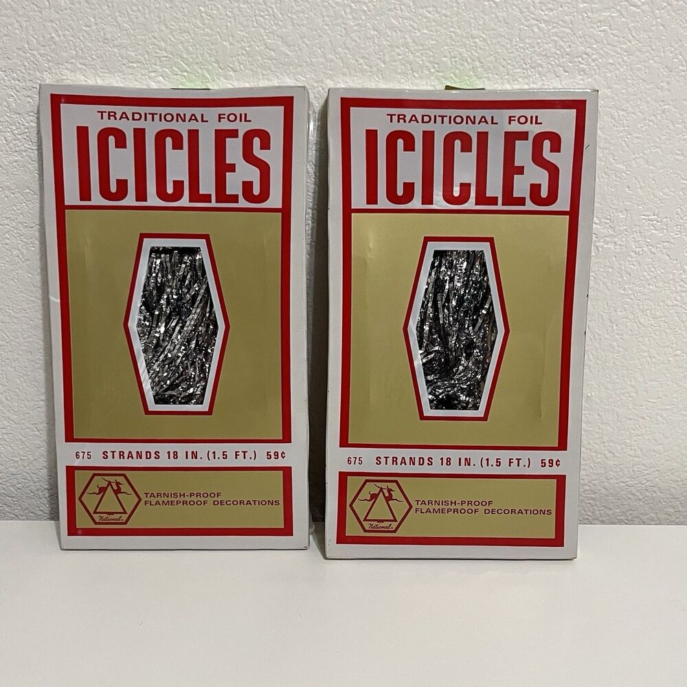 VTG National Traditional Foil Icicles Tinsel 675 Strands 18” Tarnish Proof Lot
